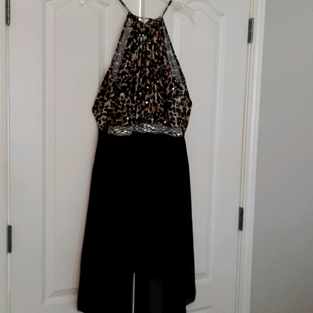 Leopard black short dress